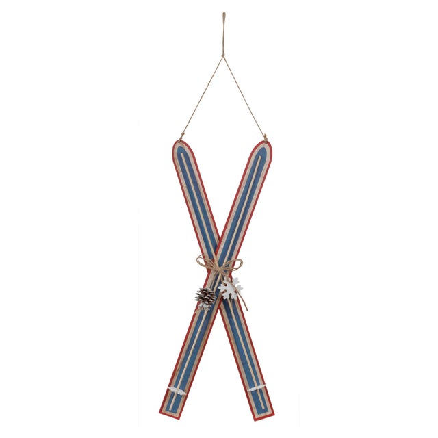 Bring the charm of a winter lodge to your Christmas tree with our Wood Ski Ornament Set. Featuring two rustic skis in...
