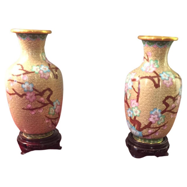 Chinese Cloisonné Vases in Enamel and Gild, 1920 For Sale - Image 12 of 12