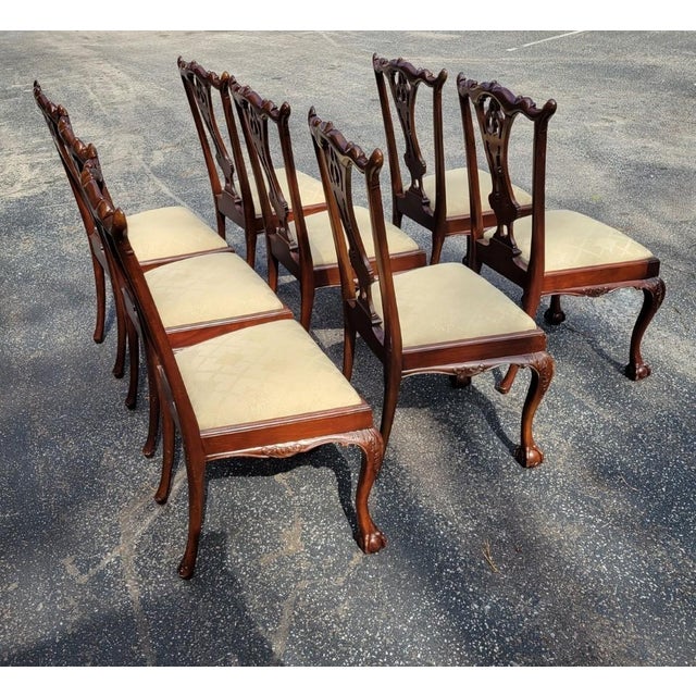 Set of Eight Chippendale-Style Mahogany Dining Chairs With Ball-and-Claw Feet For Sale - Image 9 of 10