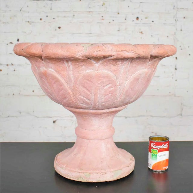 Antique Salmon Red Concrete Garden Urn Planter For Sale - Image 13 of 13