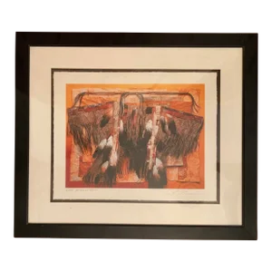 Mid 20th Century "Autumns Shirt" Native American Lithograph, Framed