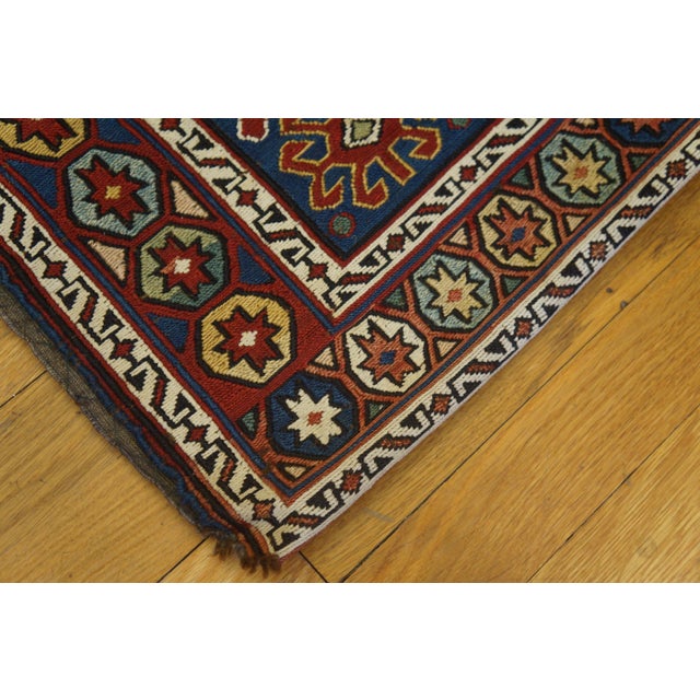1900s Blue Medallion Tribal Antique Pesian, Soumak Rug 1'4" X 3'6" Handknotted Carpet For Sale - Image 4 of 5