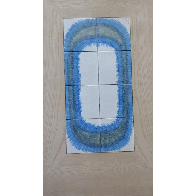 Pietro Costantini 1980s Postmodern Cerused Wood Dining Set With Norwegian Tile Inlay in the Manner of Pietro Costantini - Set of 7 For Sale - Image 4 of 16