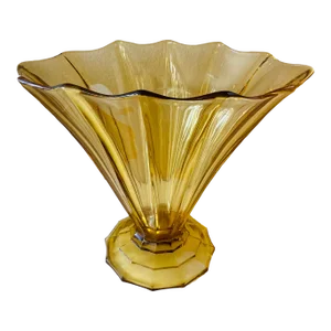 Vintage Art Deco Amber Glass Center Bowl