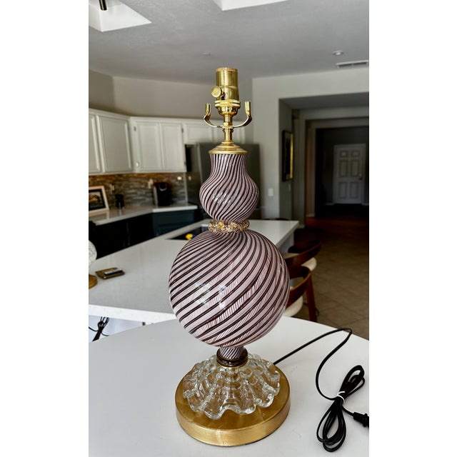 Mid Century Aventurine Filigrana Dino Martens Murano Table Lamp For Sale - Image 16 of 17