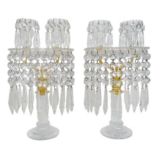 Pair of English Regency Cut Glass Candelabra, Attributed to John Blades For Sale