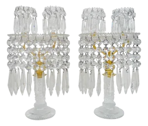 Pair of English Regency Cut Glass Candelabra, Attributed to John Blades