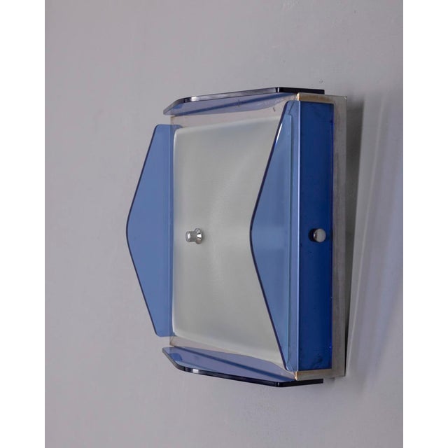 Mid-Century Modern Vintage Italian Blue Glass Ceiling Lamp, 1970s For Sale - Image 3 of 12