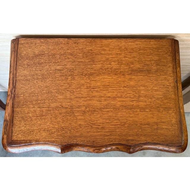 Brown A Pair of Oak Nightstands Tables With Drawer and Open Shelf, 1940 For Sale - Image 8 of 18