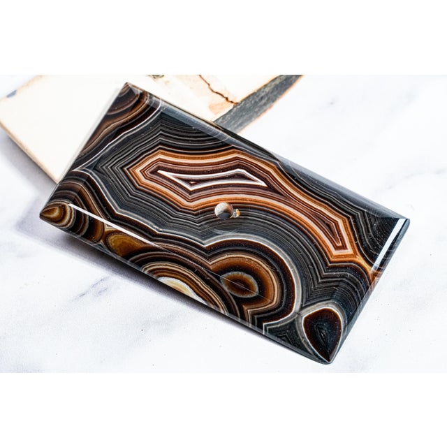 Mesmerizing Antique Victorian Polished Agate Stone Desk Ink Blotter For Sale - Image 4 of 13
