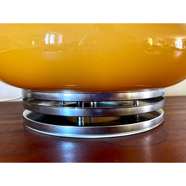 Opaline Ochre and Chrome Floor Lamp, 1970s For Sale - Image 3 of 9