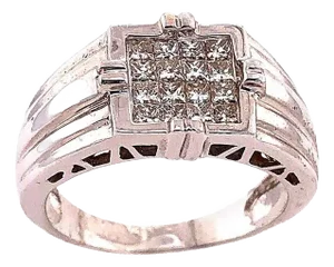 14 Karat White Gold Cluster Diamond Ring