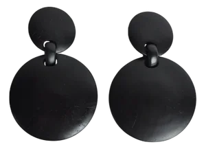 Large Sculptural Black Ear-Clips in Ebony, Denmark, 2000s, Set of 2