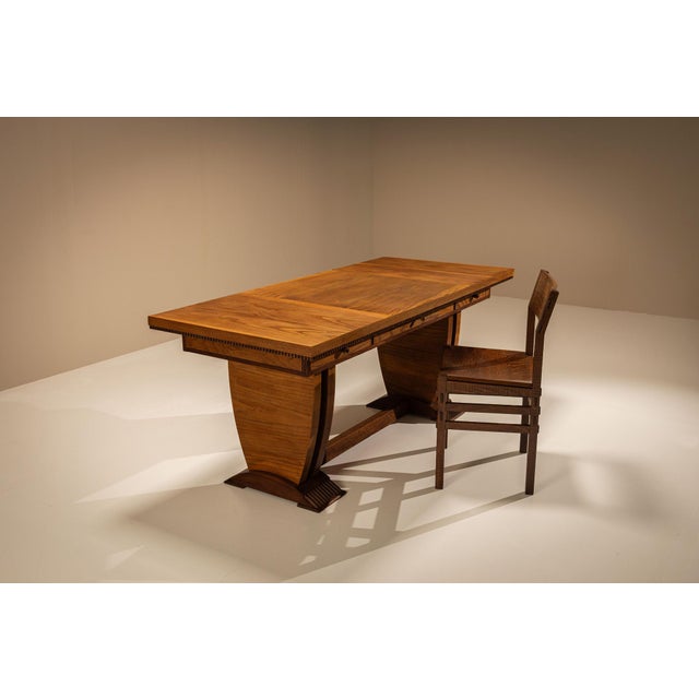 Desk in Ash Veneer and Dark Stained Details by Pier Luigi Colli, Italy, 1930s For Sale - Image 6 of 18