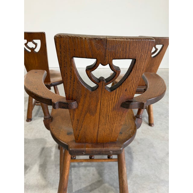 Vintage Scandinavian Brutalist Oak Dining Chairs, Set of 6 For Sale - Image 11 of 12