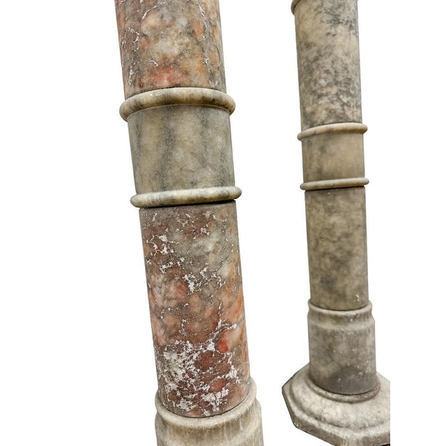 Antique Neoclassical Marble Column Pedestal Stands, Late 19th Century, Set of 2 For Sale - Image 6 of 13