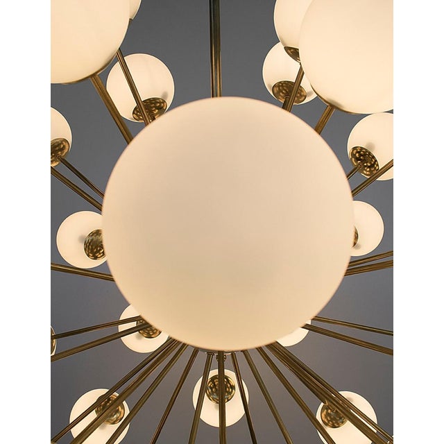 21st Century Nova Polished Brass Matte White Murano Sputnik Chandelier by Fabio LTD For Sale - Image 6 of 6