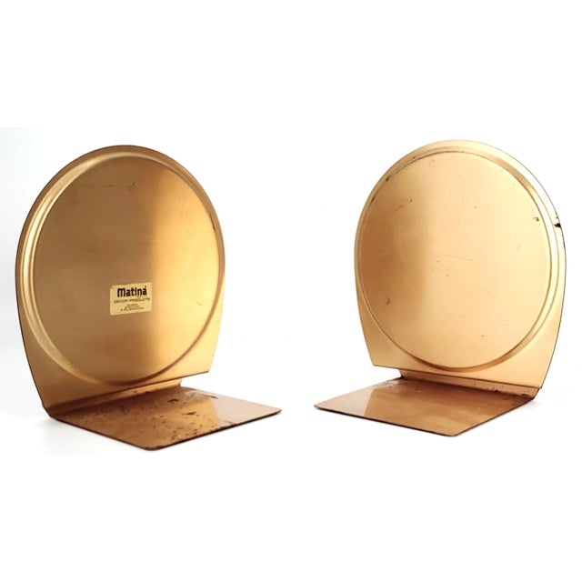 Metal 1960s Jere Style World Atlas Brass Plated and Brown Vinyl Bookends Depicting the Eastern and Western Hemispheres, Signed - a Pair For Sale - Image 7 of 12