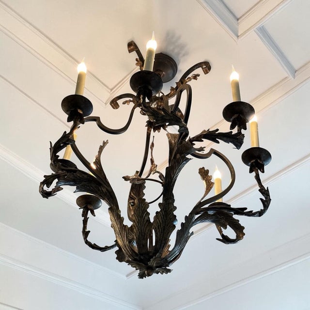 Gothic Dennis & Leen Biarritz Gilt Iron Chandelier For Sale - Image 3 of 8