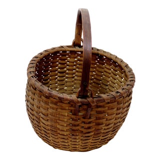 Antique American Swing Handle Splint Basket For Sale