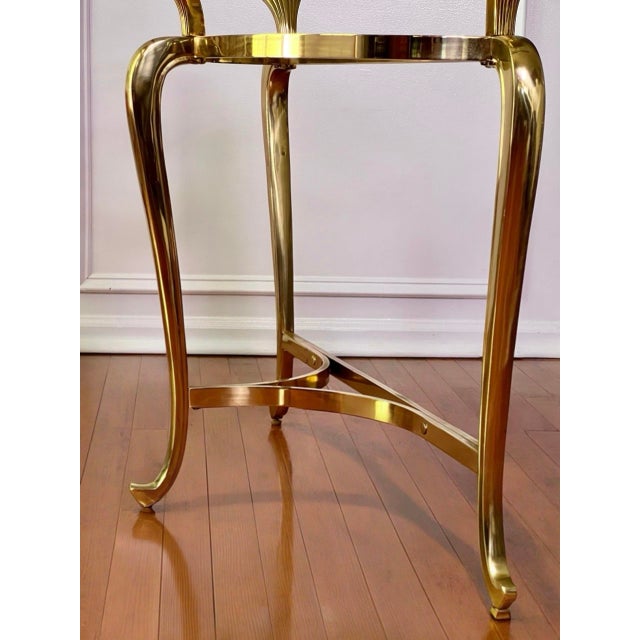 1970s Regency Demilune Solid Brass and Glass Console Table For Sale - Image 11 of 15