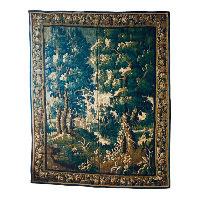 Antique 17th Century Flemish Verdure Landscape Tapestry For Sale