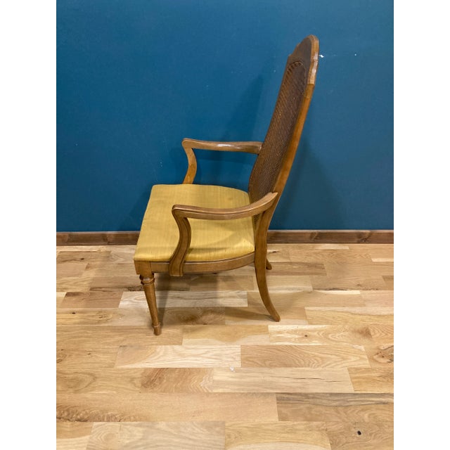 1960s Vintage Drexel Mustard Yellow Cane Back Armchair For Sale - Image 5 of 11