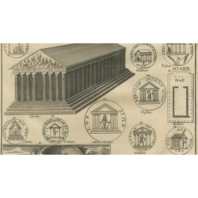 After Montfaucon, Roman Antiquarian Studies of Coins, Temples & Ritual Architecture, 1721, Engravings, Set of 2 For Sale - Image 6 of 11