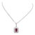 Diamond Rubellite Tourmaline Necklace 18" 18k Gold 1.80 TCW Certified For Sale