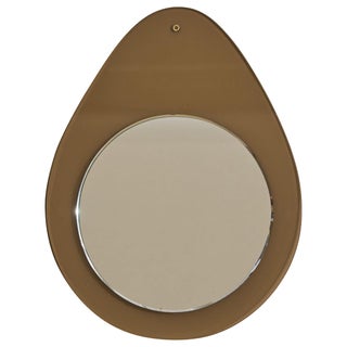 Italian Bronze Teardrop-Shaped Wall Mirror, 1960s For Sale