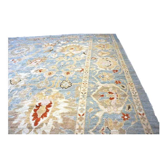 Early 21st Century Persian Sultanabad Wool 13x23 Blue, Ivory & Red Handmade Oversized Area Rug #1143101 For Sale - Image 5 of 8