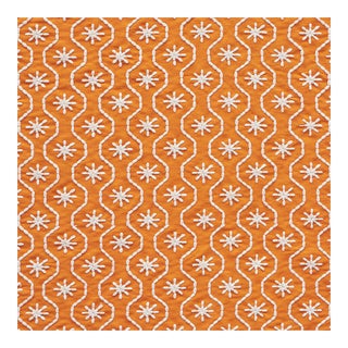 Schumacher Gigi Embroidery Fabric in Orange For Sale