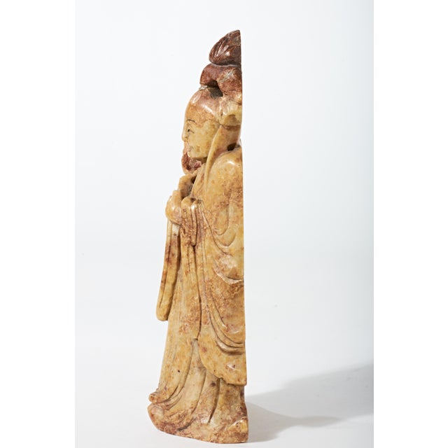 Early 20th Century Carved Jade Sculpture of Smiling Chinese Wise Man For Sale - Image 12 of 16