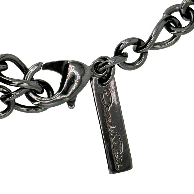 Oscar De La Renta Hematite Plated Crystal Pearl Multi-Stone Statement Necklace For Sale - Image 13 of 14