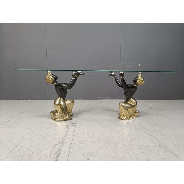 Metal Sculptural Figurine Coffee Table with Glass, 1970s For Sale - Image 7 of 11