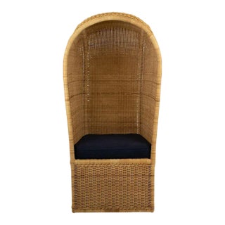 Late 20th Century Vintage Rattan Hooded Chair For Sale