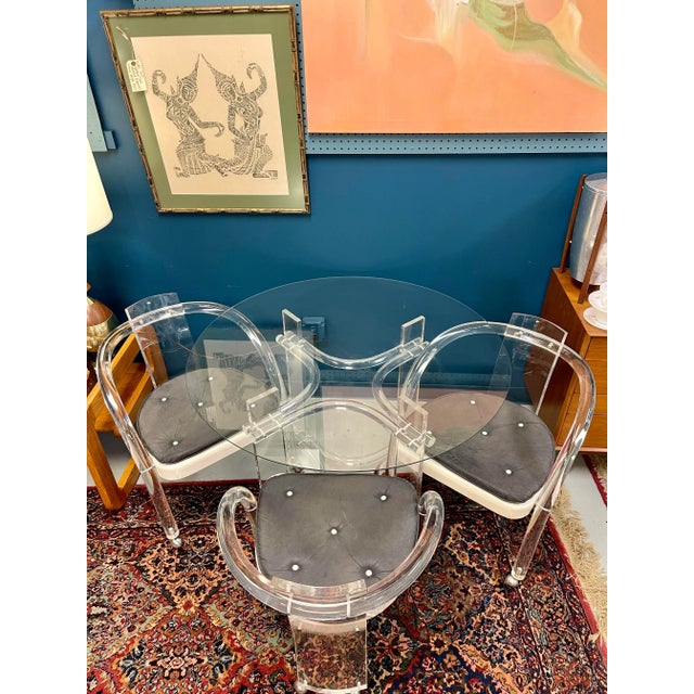 Glass 1970s Charles Hollis Jones Lucite Table With 3 Chairs - Set of 5 For Sale - Image 7 of 8