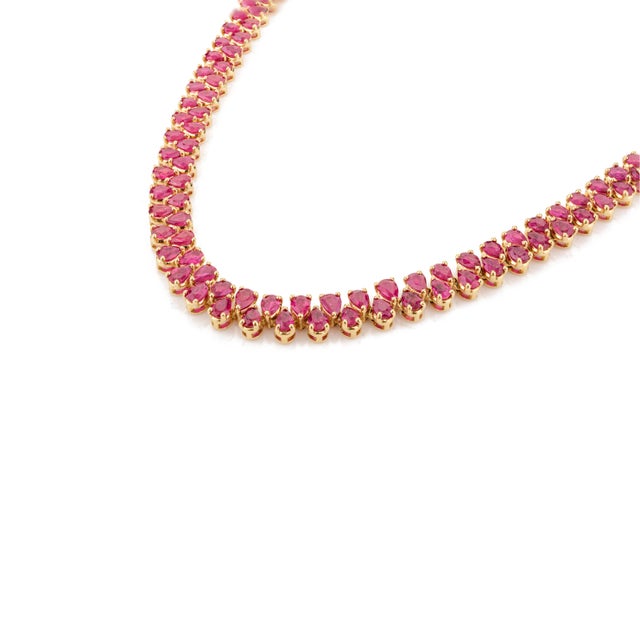 Pear Cut 10.86 Ctw Ruby Gemstone Choker Necklace For Sale In New York - Image 6 of 12