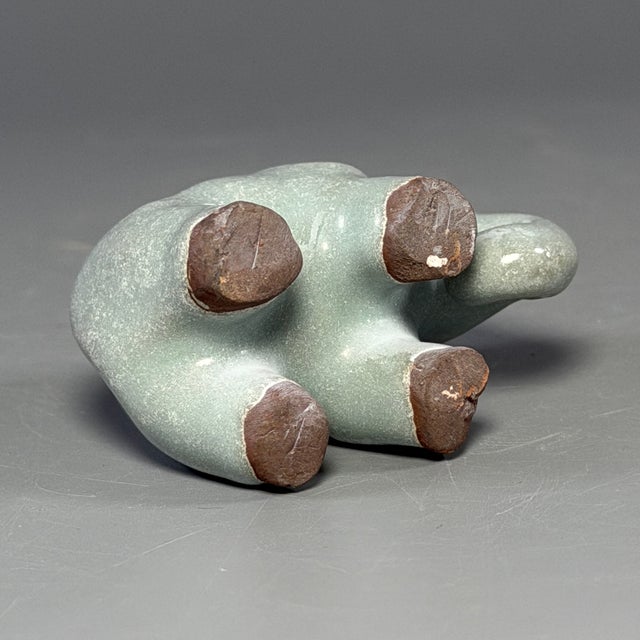 19th Century Antique Chinese Celadon Ceramic Elephant Figurine For Sale - Image 5 of 6