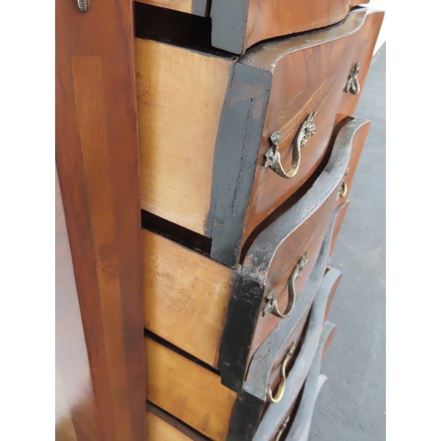 Wood French Tall Narrow Inlay Lingerie Jewelry Chest 6428 For Sale - Image 7 of 18