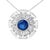 Contemporary Sterling Silver Lab Grown Blue Sapphire and 1 1/5 Cttw Diamond Sunburst Pendant Necklace For Sale - Image 3 of 4