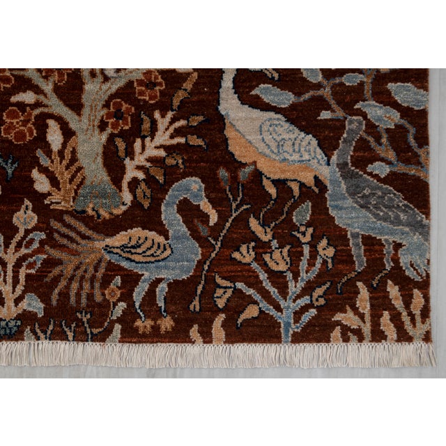 Tribal 9x12 Ft. Red Peacock Garden Bird Design Handnotted Oushak Wool Rug For Sale - Image 3 of 18