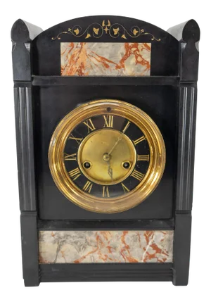 Late 19th Century Seth Thomas Black Marble Mantel Clock