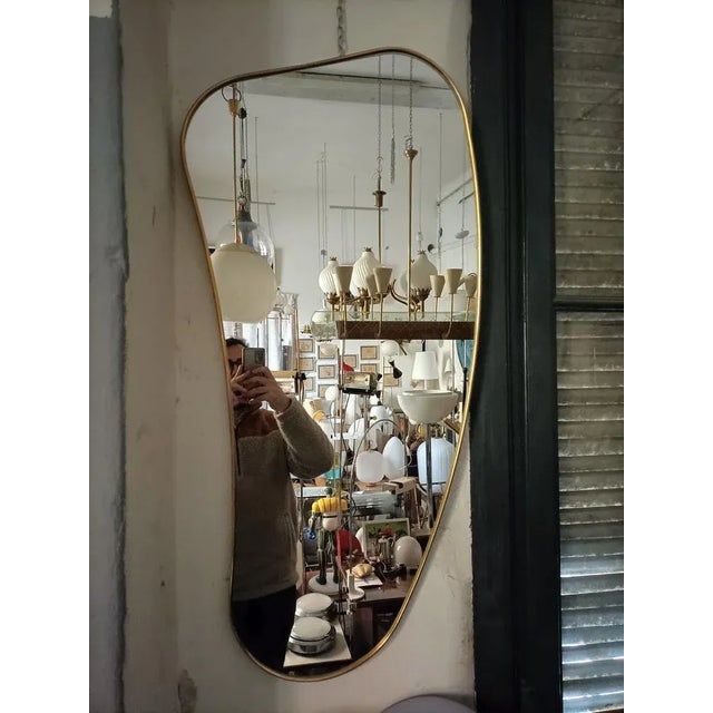 Gold Mirror with Brass Frame in the Shape of a Banana For Sale - Image 8 of 8