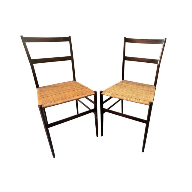 Model 699 Superleggera Chairs in Stained Ash with Woven Cane Seats attributed to Gio Ponti for Cassina, 1950s, Set of 2 For Sale - Image 10 of 10