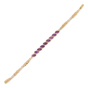 Handmade 18k Yellow Gold Marquise Cut Amethyst Bracelet, 5 Carats