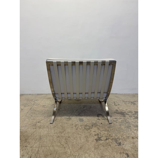 White Ludwig Mies Van Der Rohe White Leather Barcelona Chairs for Knoll - A Pair For Sale - Image 8 of 17