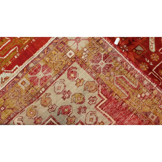 Colorful Antique Turkish Oushak With Red, Rose, Ivory, Yellow-Green & Yellow For Sale In Atlanta - Image 6 of 7