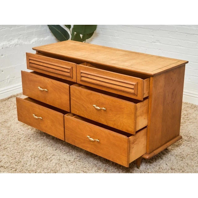 Walnut 6 Drawer Dresser With Louvered Drawers For Sale - Image 10 of 12