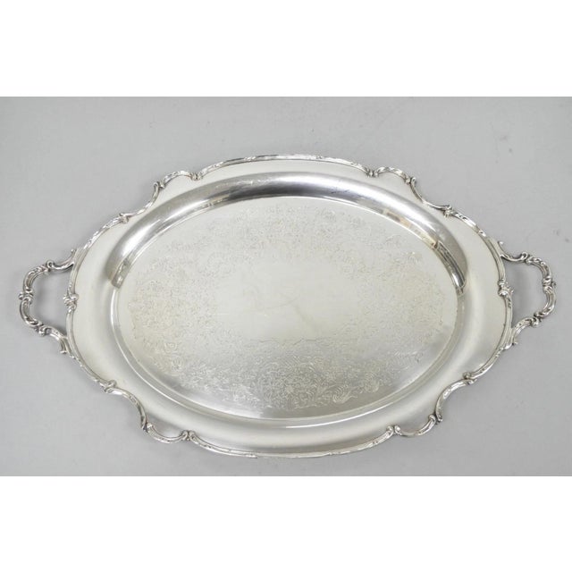 Vintage 1847 Rogers Bros "Reflection" Silver Plated Oval Serving Platter Tray For Sale - Image 14 of 14